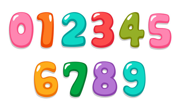 Candy color kid font numbers