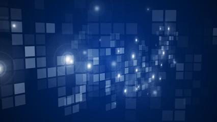 Abstract blue flashing rectangle grid flowing perspective background. Information technology graphic illustration concept.