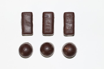 Chocolates on white background