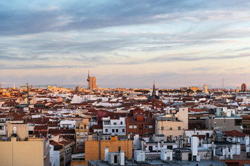 Madrid skyline at dusk