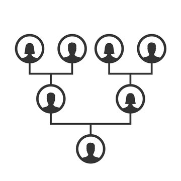 Family Tree, Pedigree Or Ancestry Chart Template. Family Genealogical Tree Icons Infographic Avatars Portraits In Circular Frames Connected By Lines. Links Between Relatives. Bloodline Vector