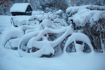 Bicycle under snow