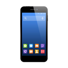 Smartphone with blue screen and icons
