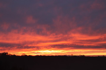 Dramatic Red Sky Sunrise