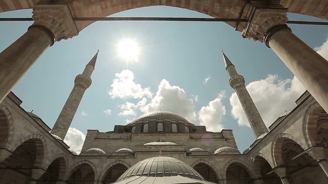 Istanbul Ottoman Yavuz Sultan Selim Mosque Courtyard Timelapse