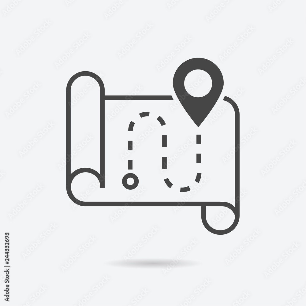 Aufkleber Map icon flat style isolated on background. Map sign symbol for web site and app design.