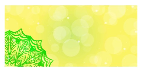 Card template with floral mandala pattern. Business card for fitness center, sport emblem, meditation class. Vector illustration.