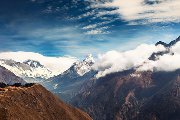 View of Mount Ama Dablam in Himalayas, Nepal.