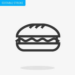 Hamburger Editable Stroke Pixel Perfect Icon Vector
