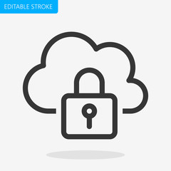 Cloud Lock Icon Editable Stroke Pixel Perfect Vector
