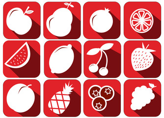 vector Fruits Icons set - fresh healthy illustrations