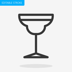 Cocktail glass line icon, outline vector sign, linear style isolated on white. Symbol, logo illustration. Editable stroke. Pixel perfect