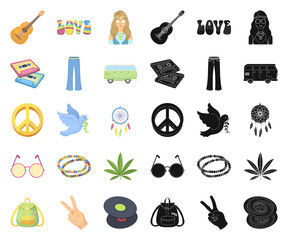 Happy and attribute cartoon,black icons in set collection for design. Happy and accessories vector symbol stock web illustration.