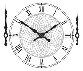 Vector vintage clock with arrows. on white. Illustration clip-art