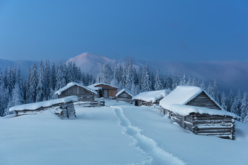 Winter holidays in mountain buildings with beautiful views..
