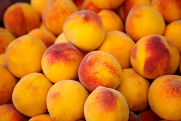 Fresh Organic Peaches Heap of Ripe Peaches