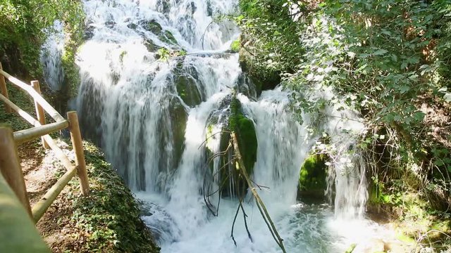 La Paradera waterfall next to Ibdes town, province of Zaragoza, Aragon, Spain