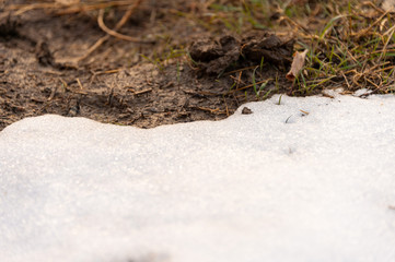 the snow is melting and the ground is under it