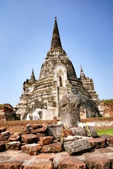 Obraz premium The Wat Mongkol Bophit is a Buddhist temple located in Ayutthaya, Thailand. This place also be one of ayutthaya historical park.