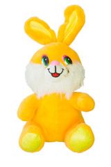 soft toy bunny on a white background