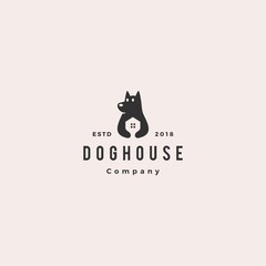 dog house pet home logo hipster retro vintage vector icon illustration