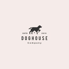 dog house pet home logo hipster retro vintage vector icon illustration