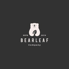 bear leaf leaves natural nature logo hipster vintage retro vector icon illustration