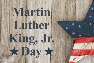 Martin Luther King Day message with retro USA star