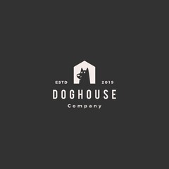 dog house pet home logo hipster retro vintage vector icon illustration