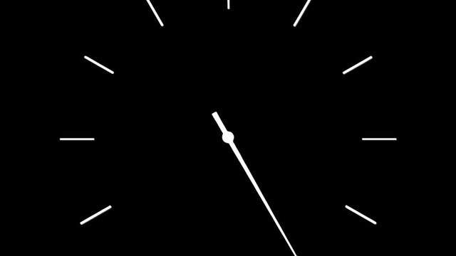 4K clock spinning, watch animation on black screen