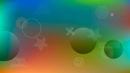 Color geometric gradient, futuristic background. The idea of modern wallpaper design, packaging. Bright color lines, abstract shapes, dots.  Background in minimalist style.