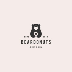 bear donuts logo hipster retro vintage vector icon illustration