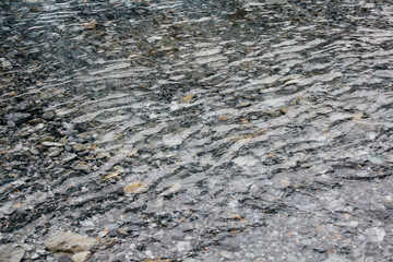 Mountain river in the winter time. Beautiful misty winter landscape