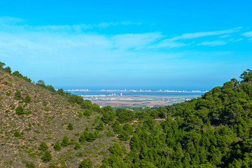 View of La Manga from the mountain. Portman, Murcia, Spain.