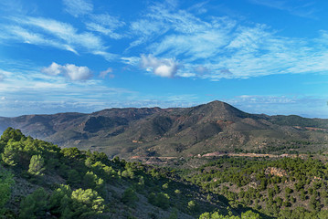 Obraz premium Wind generator, Wind power plants in the mountains, Portman, Murcia, Spain