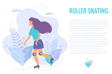 Woman on roller skate vector illustration.