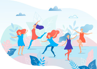 Dancing women vector illustration.
