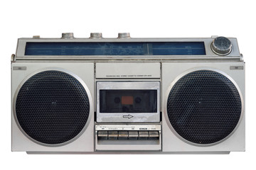 vintage stereo on isolated white with clipping path. - obrazy, fototapety, plakaty
