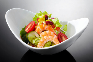 Delicious food, sea shrimp salad