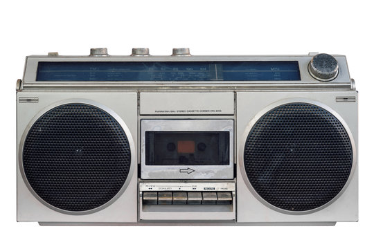 vintage stereo on isolated white with clipping path.