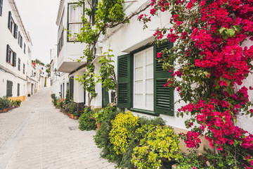 Fototapeta na wymiar Beautiful street, Menorca island, Spain 