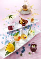 Delicious Japanese cuisine atmosphere, dessert combination