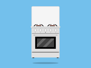Kitchen stove flat style isolated gas cooker illustration Vector