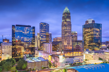 Fototapeta na wymiar Charlotte, North Carolina, USA uptown skyline