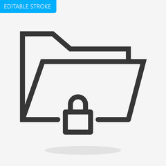 Folder Lock Icon Editable Stroke Pixel Perfect. - Vector