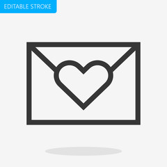 Love letter Icon Editable Stroke Pixel Perfect Vector