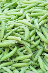 Macro details of fresh Green peas  at street side vegetable market in India 