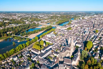Poster Tours luchtfoto panoramisch uitzicht, Frankrijk © saiko3p