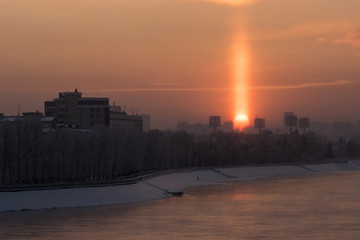 Winter sunrise over the Angara, Irkutsk