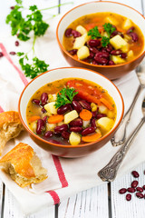 Vegan Red Kidney Bean Soup. Selective focus.